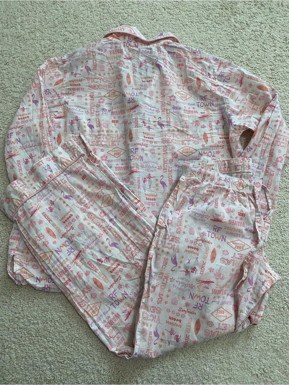 Victoria’s Secret Pink Flannel Long Pajama Set EUC - Size S - Picture 4 of 4